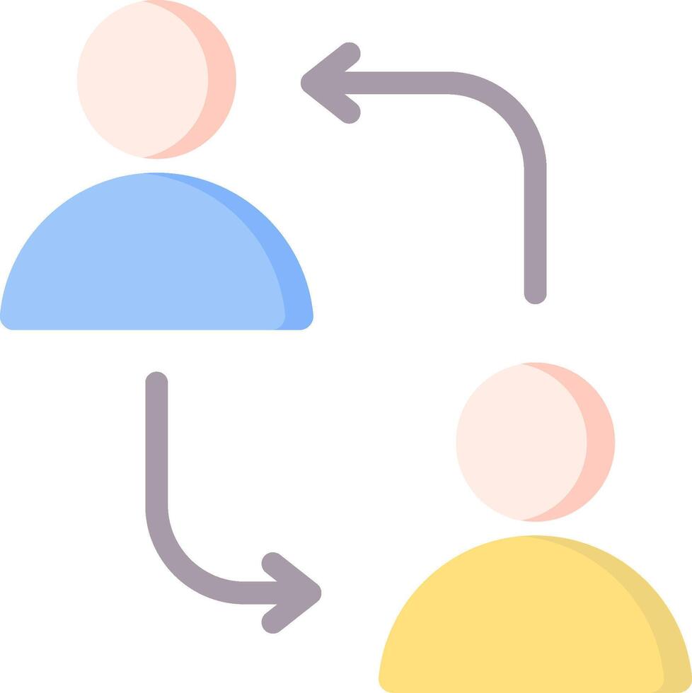 Two people are connected by a line vector