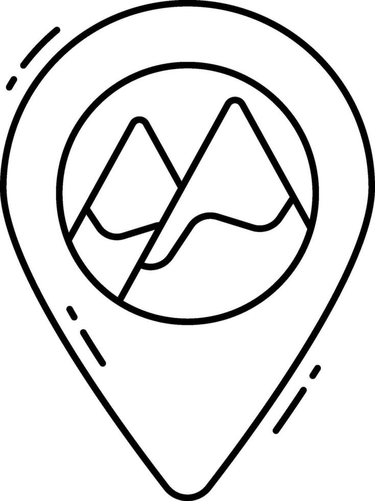 A map pin with mountains and a mountain vector