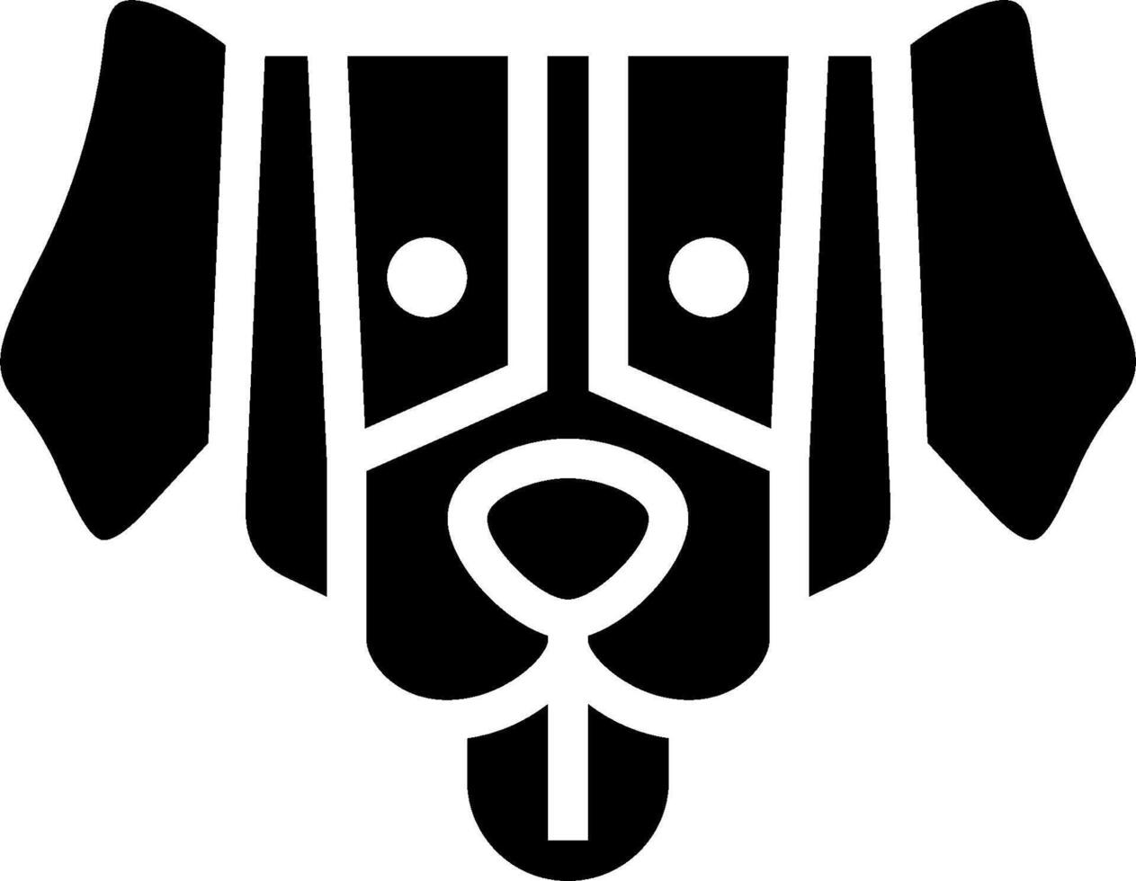 A black and white dog head with a long tongue vector