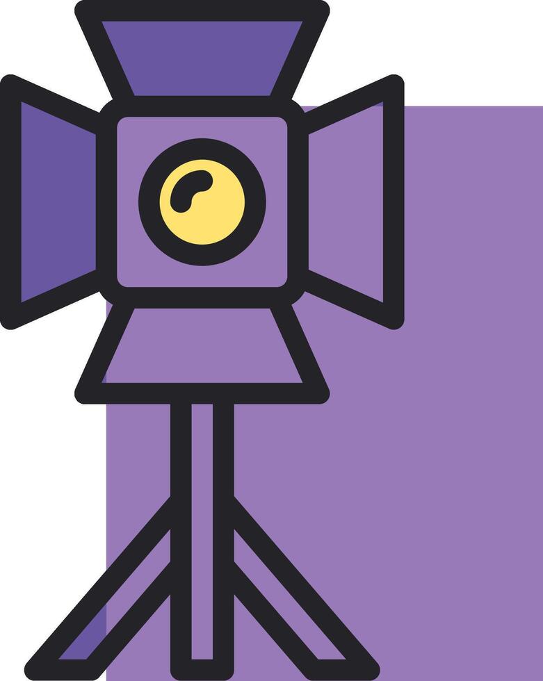 A purple camera with a yellow lens on top vector