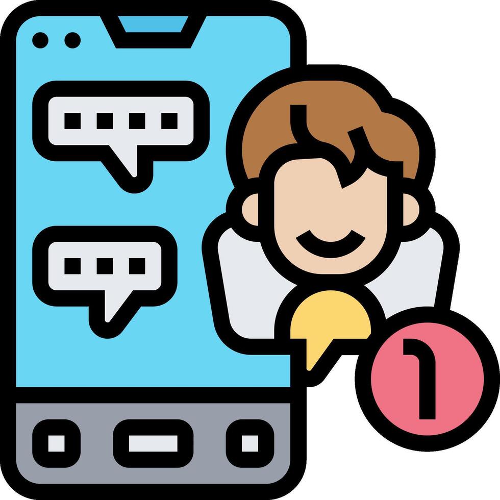 Chat with a friend on your phone vector