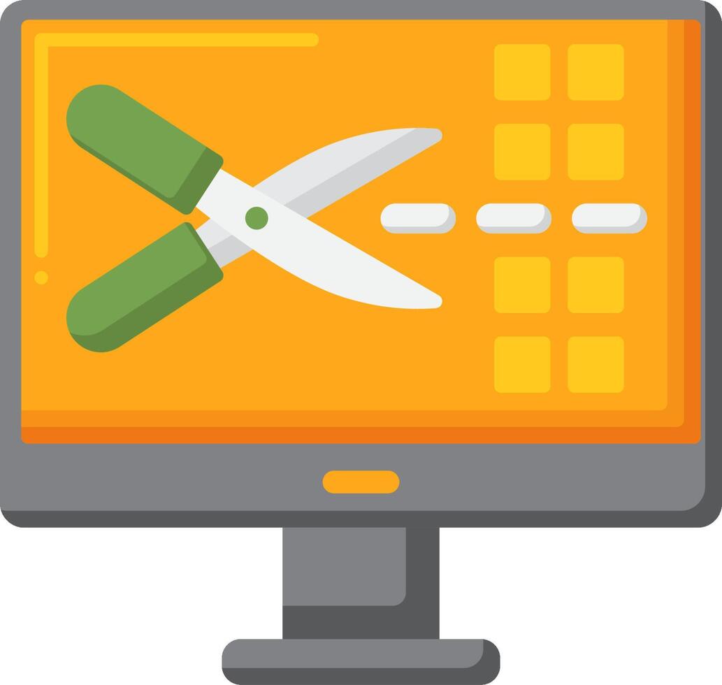 un computadora monitor con un par de tijeras en eso vector