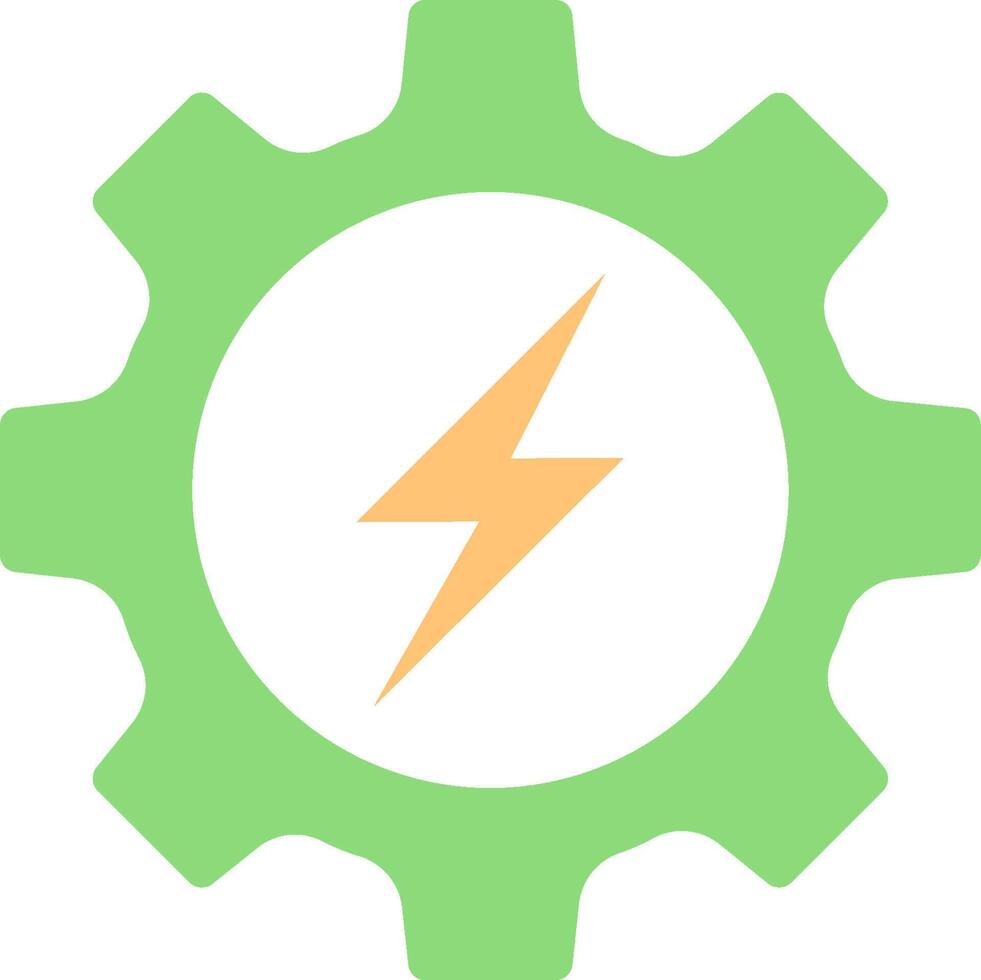 A green gearwheel with a lightning bolt on it vector