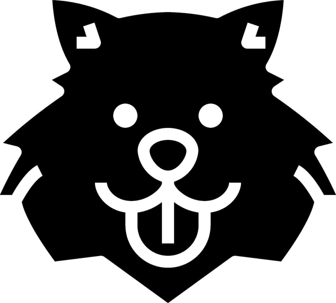 A black and white logo of a dog with its tongue out vector