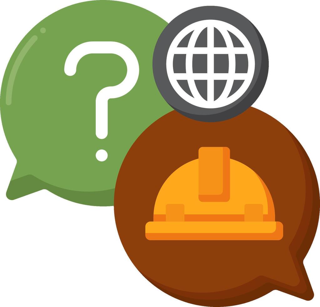 Question mark and speech bubbles with construction helmet icon illustration vector