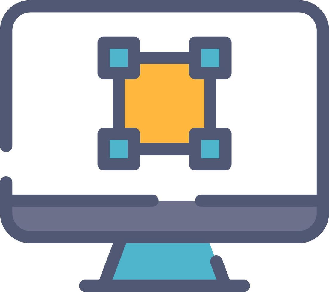 A computer monitor with a square box on it vector