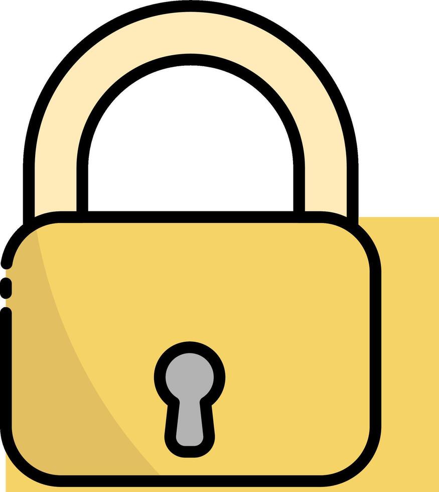 A yellow padlock with a keyhole vector