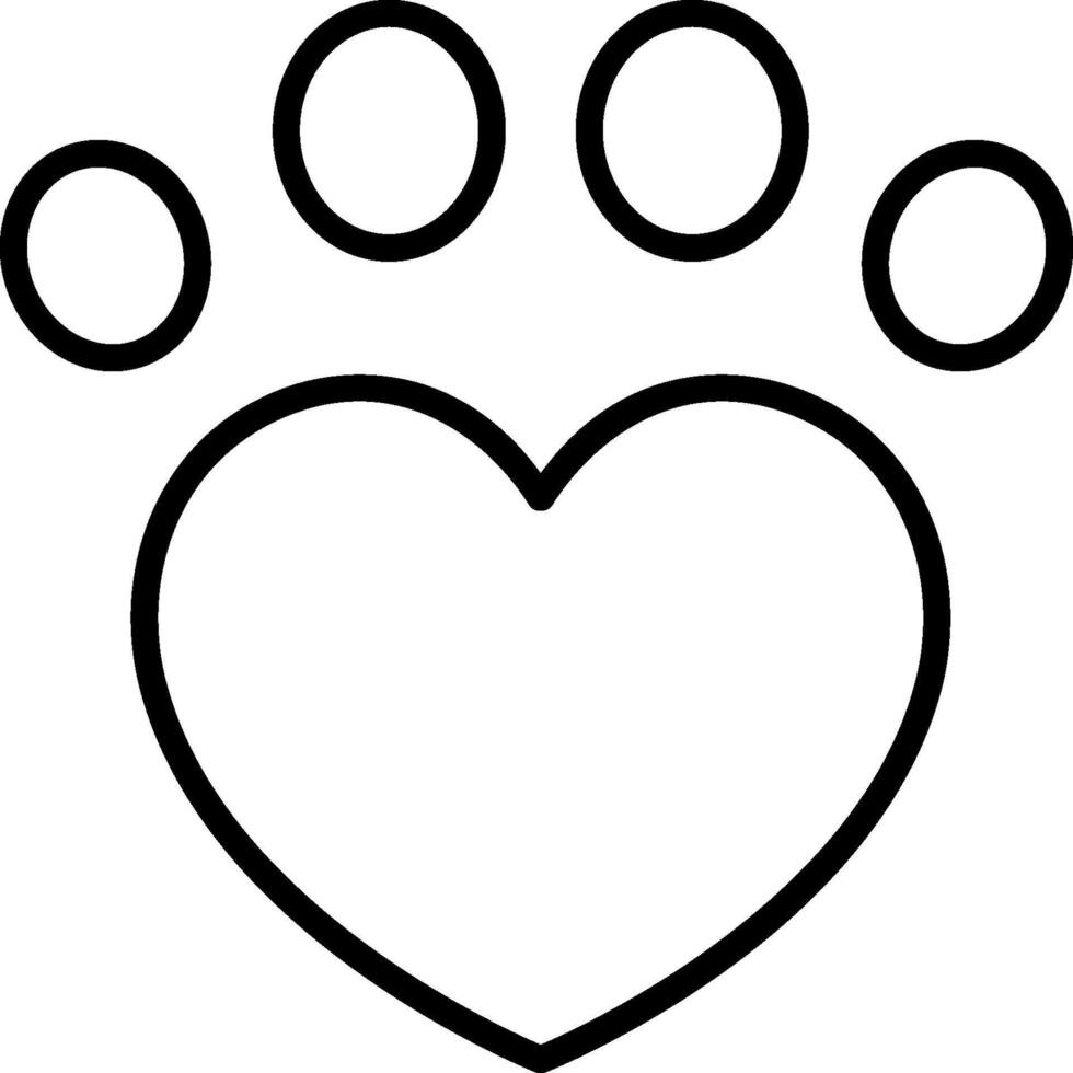 A heart shaped paw print with four paws vector