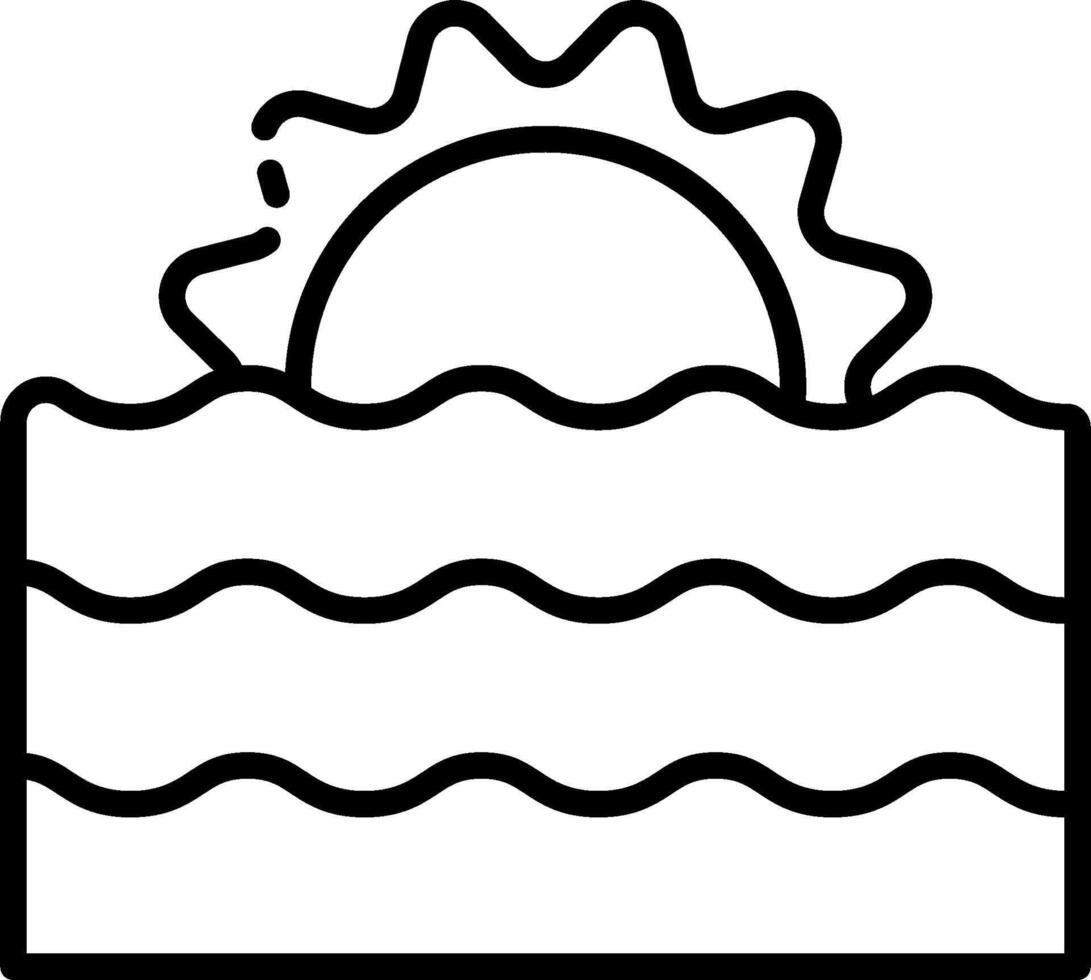 A black and white image of a wave and sun vector
