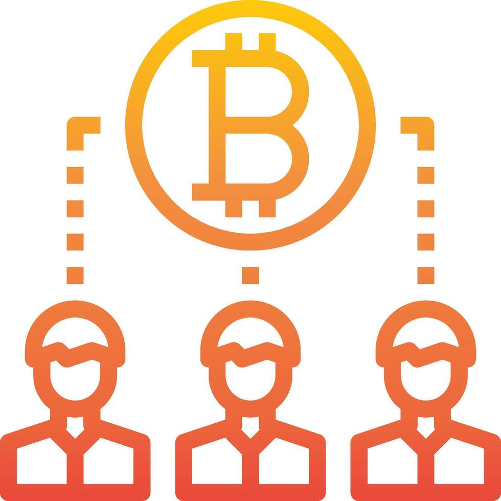 A group of people with bitcoin on top of them vector