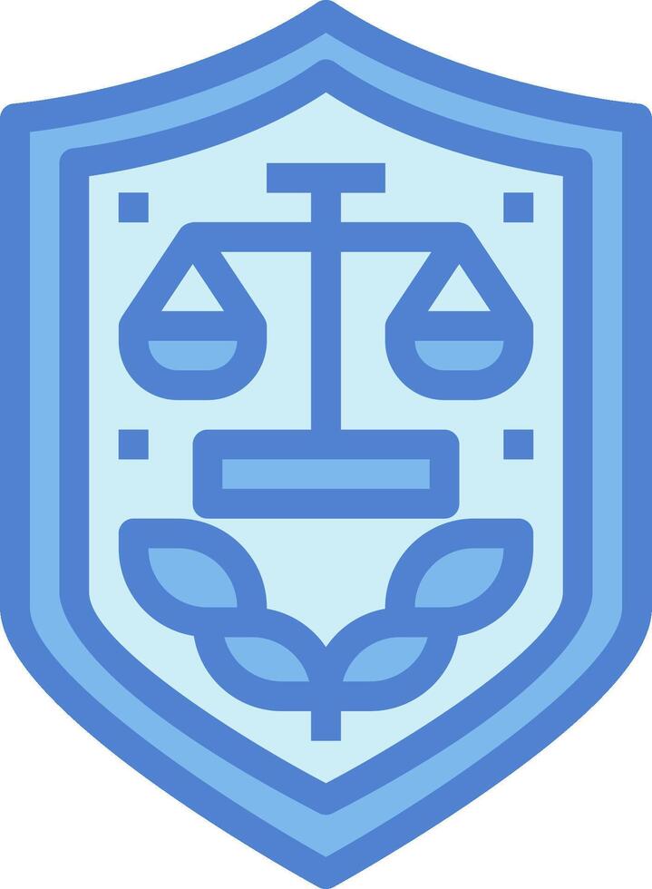 A blue shield with a scale of justice on it vector
