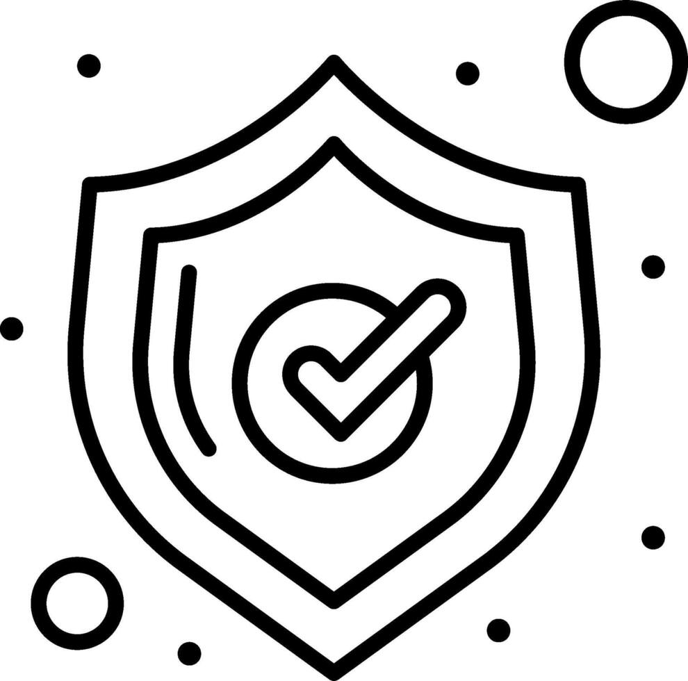 A black and white illustration of a shield with a tick vector