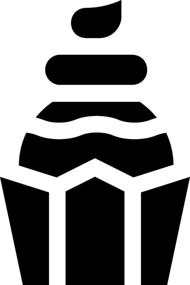 A black and white cupcake icon vector