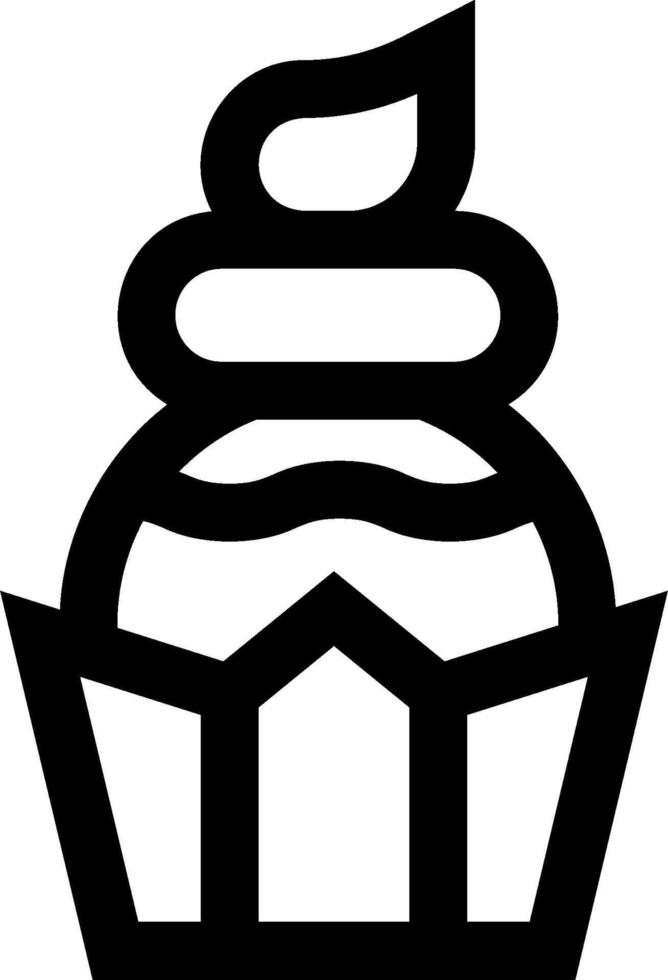 A black and white cupcake icon vector