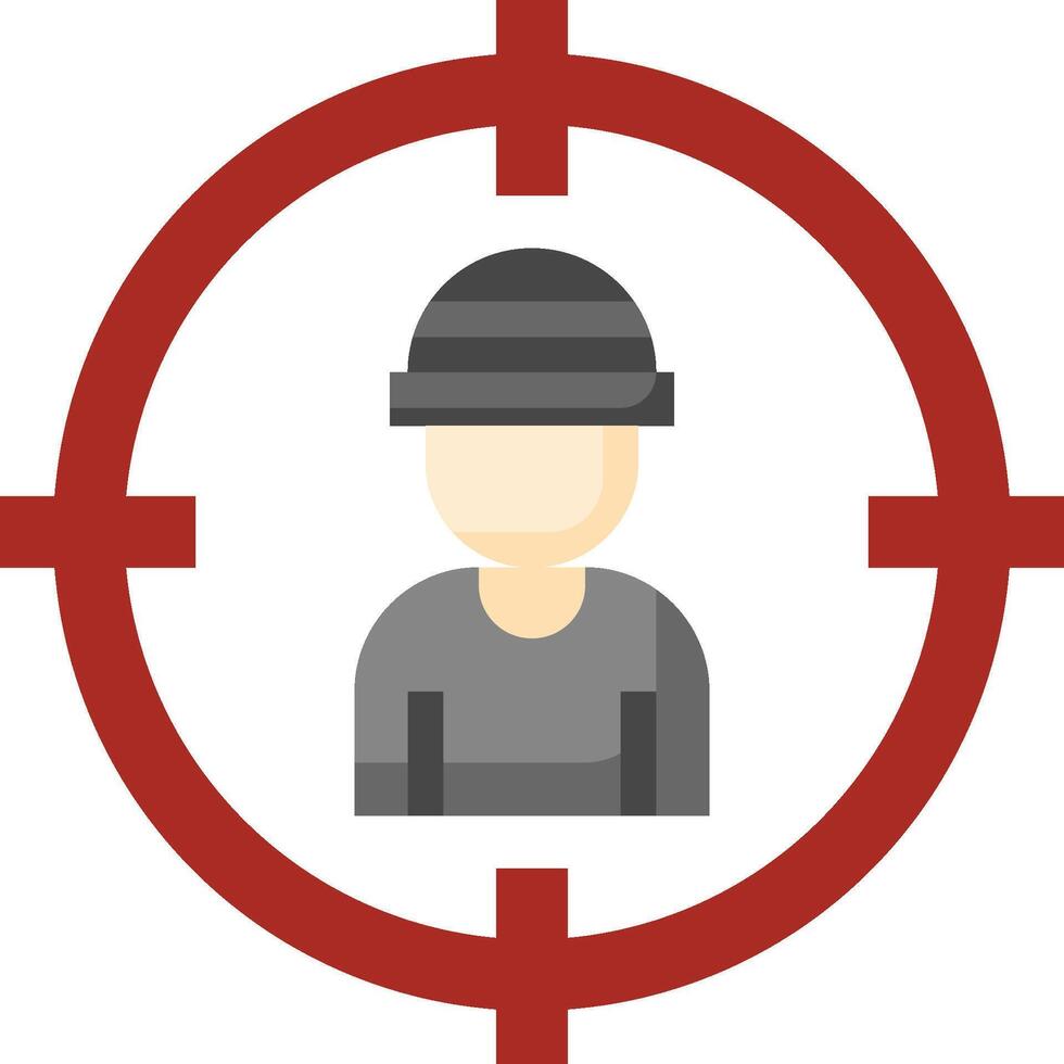 A man in a hat is in the crosshairs of a target vector