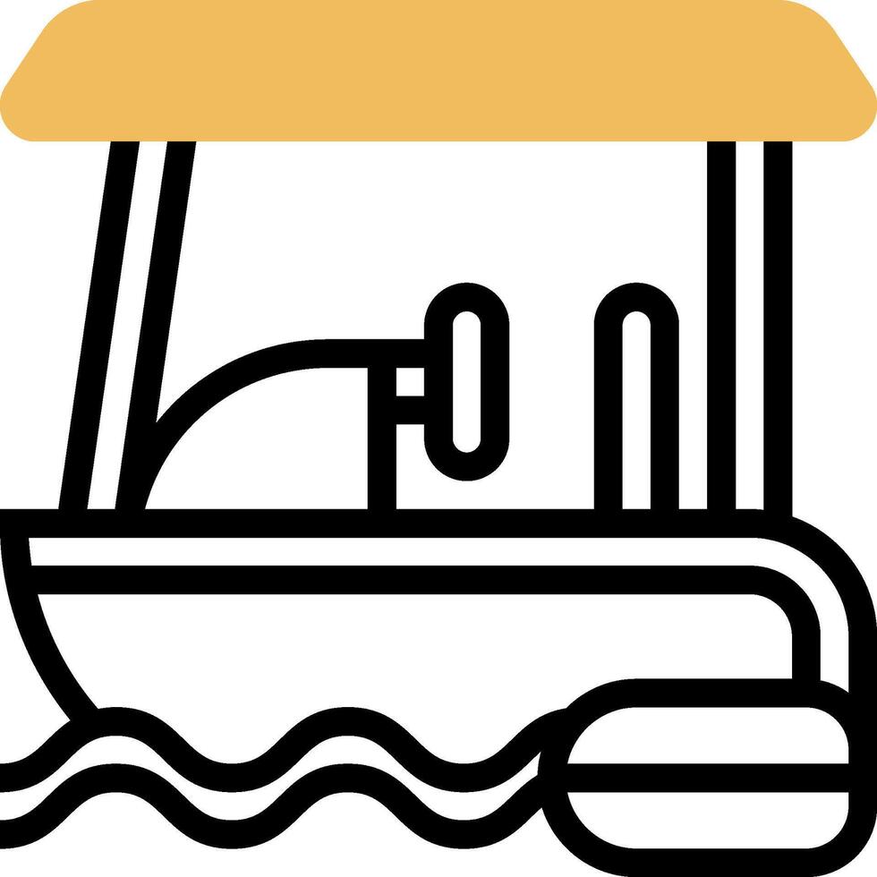 A boat with a yellow umbrella on top vector