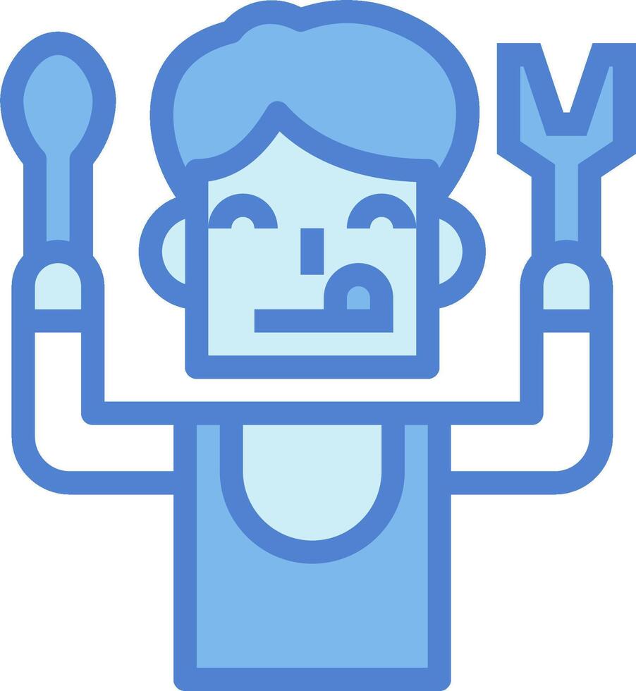 A man holding a fork and spoon in his hands vector