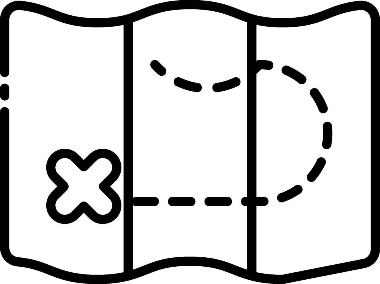 A map with a cross and a line vector