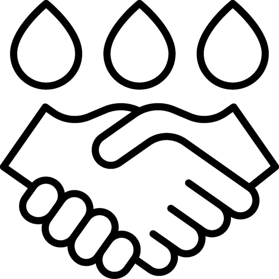 A black and white illustration of two hands shaking vector