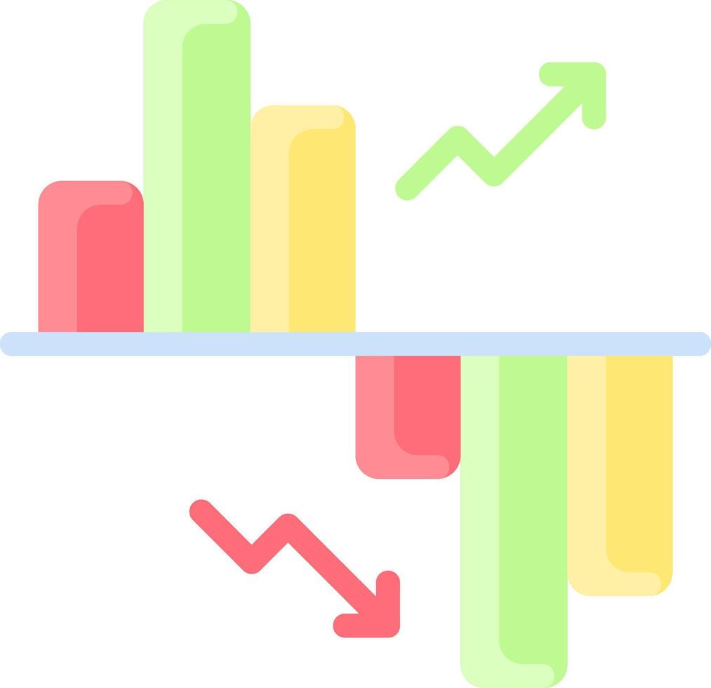 An illustration of a bar chart with arrows pointing up vector