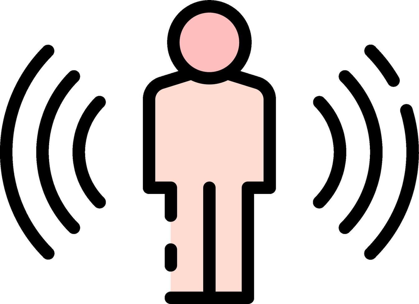 A person standing in front of a sound wave vector