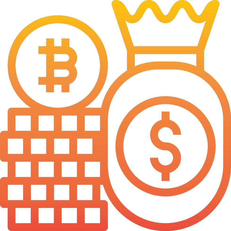 A bitcoin and a crown with stacks of coins vector