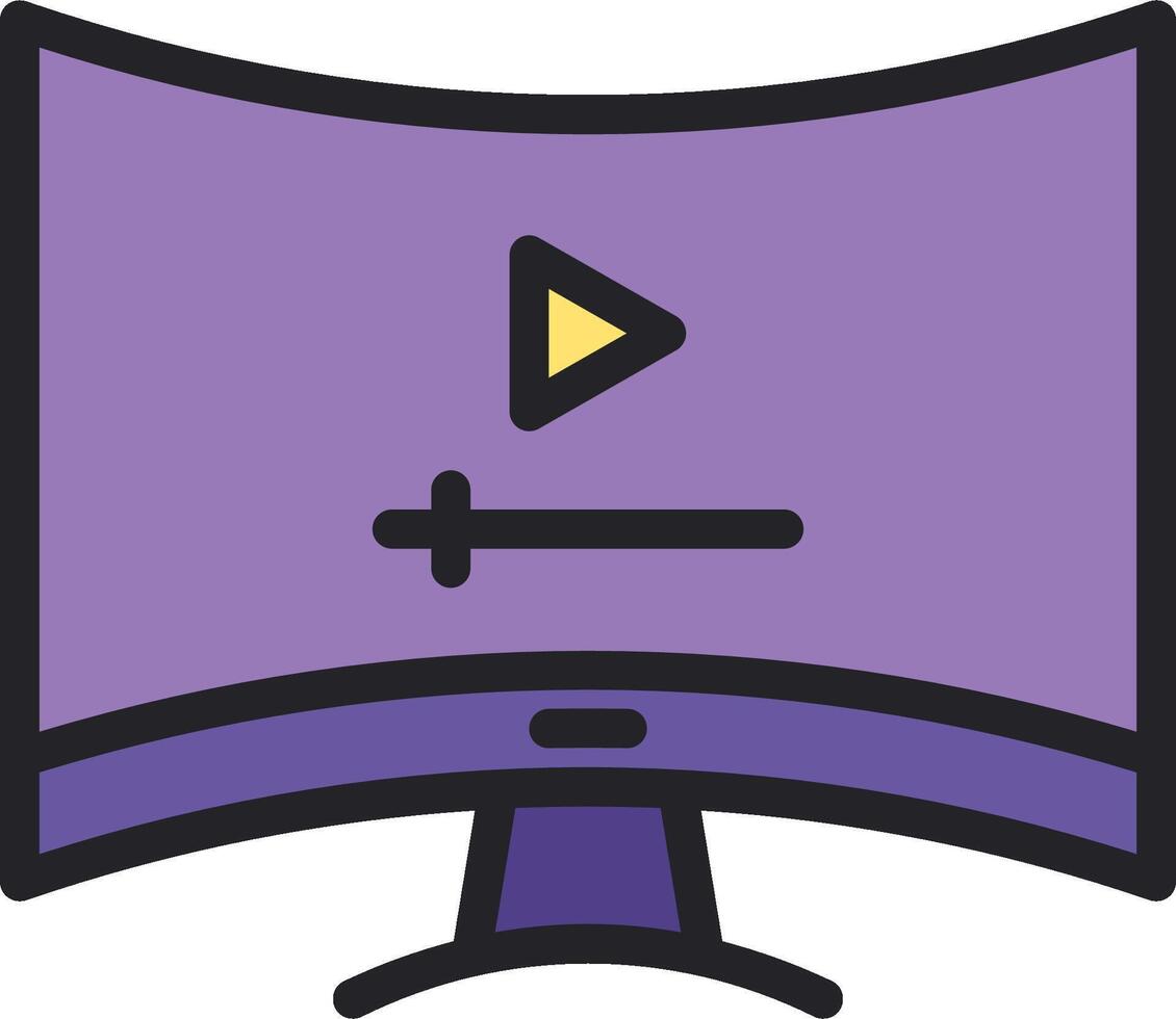 A purple monitor with a play button on it vector
