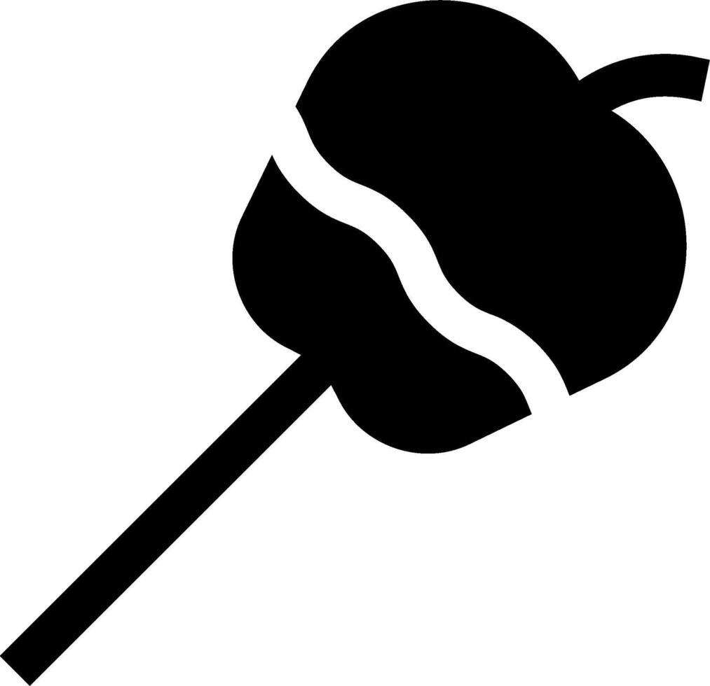 A black and white apple icon on a stick vector