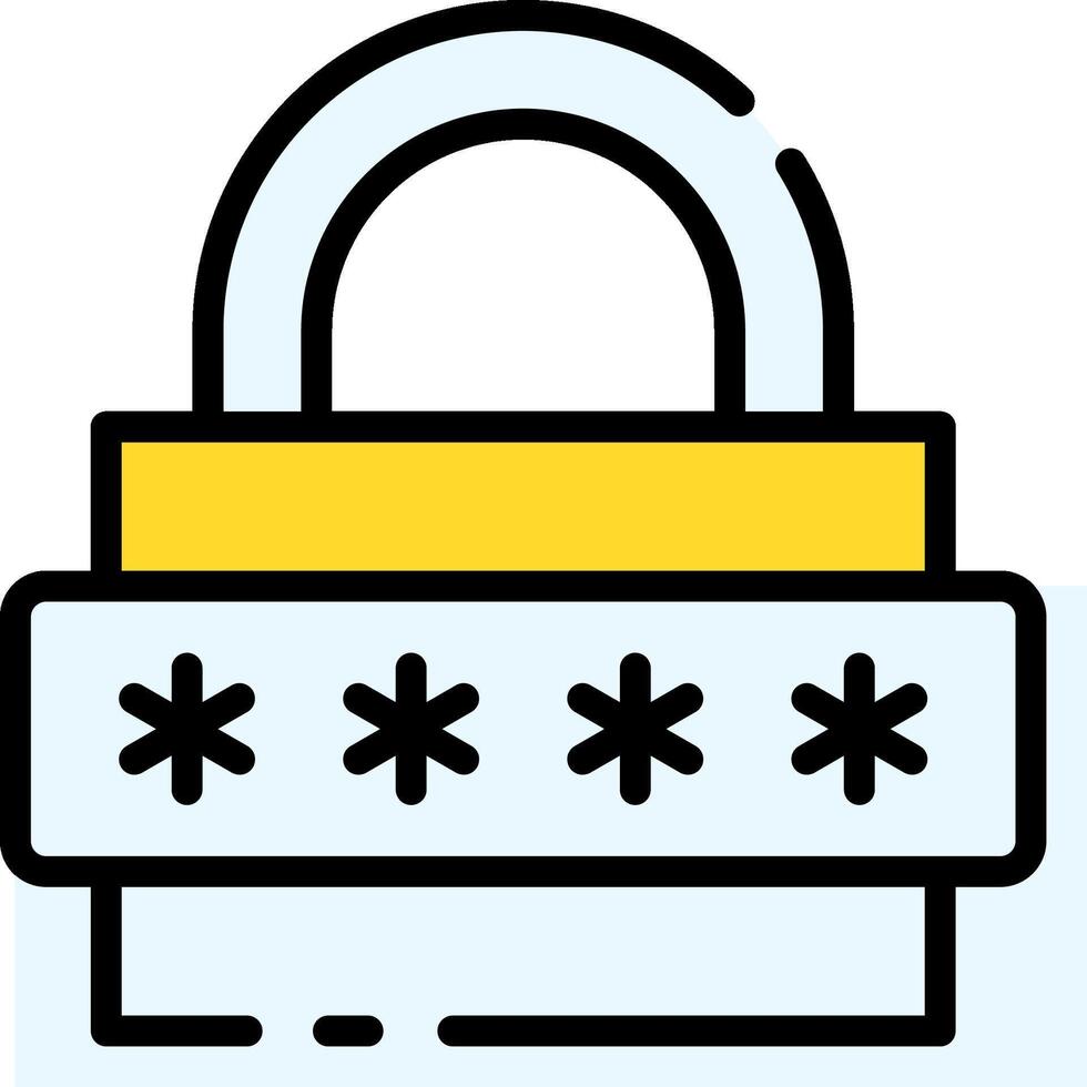 A lock with a yellow and black key vector