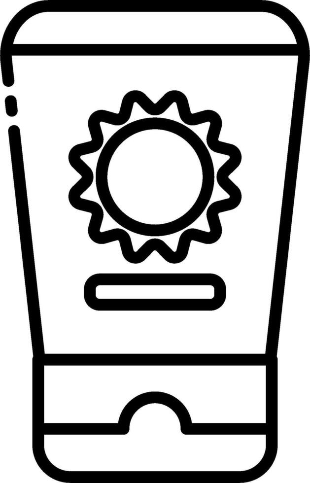 A black and white icon of a sun cream vector