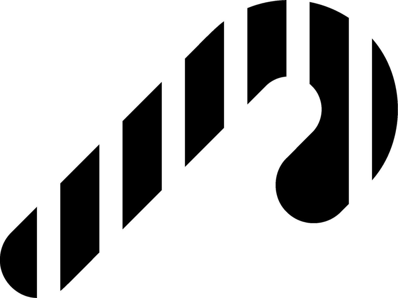 A black and white candy cane with a white stripe vector