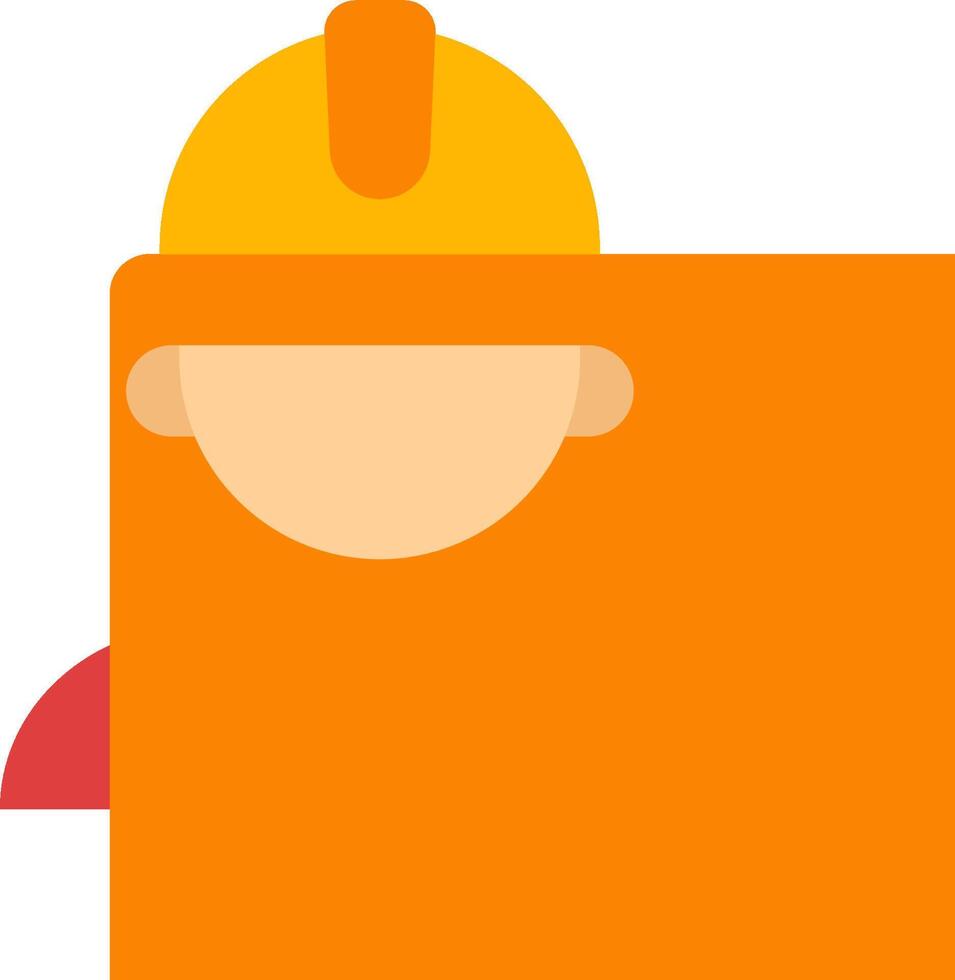 A man in a hard hat holding a large orange box vector