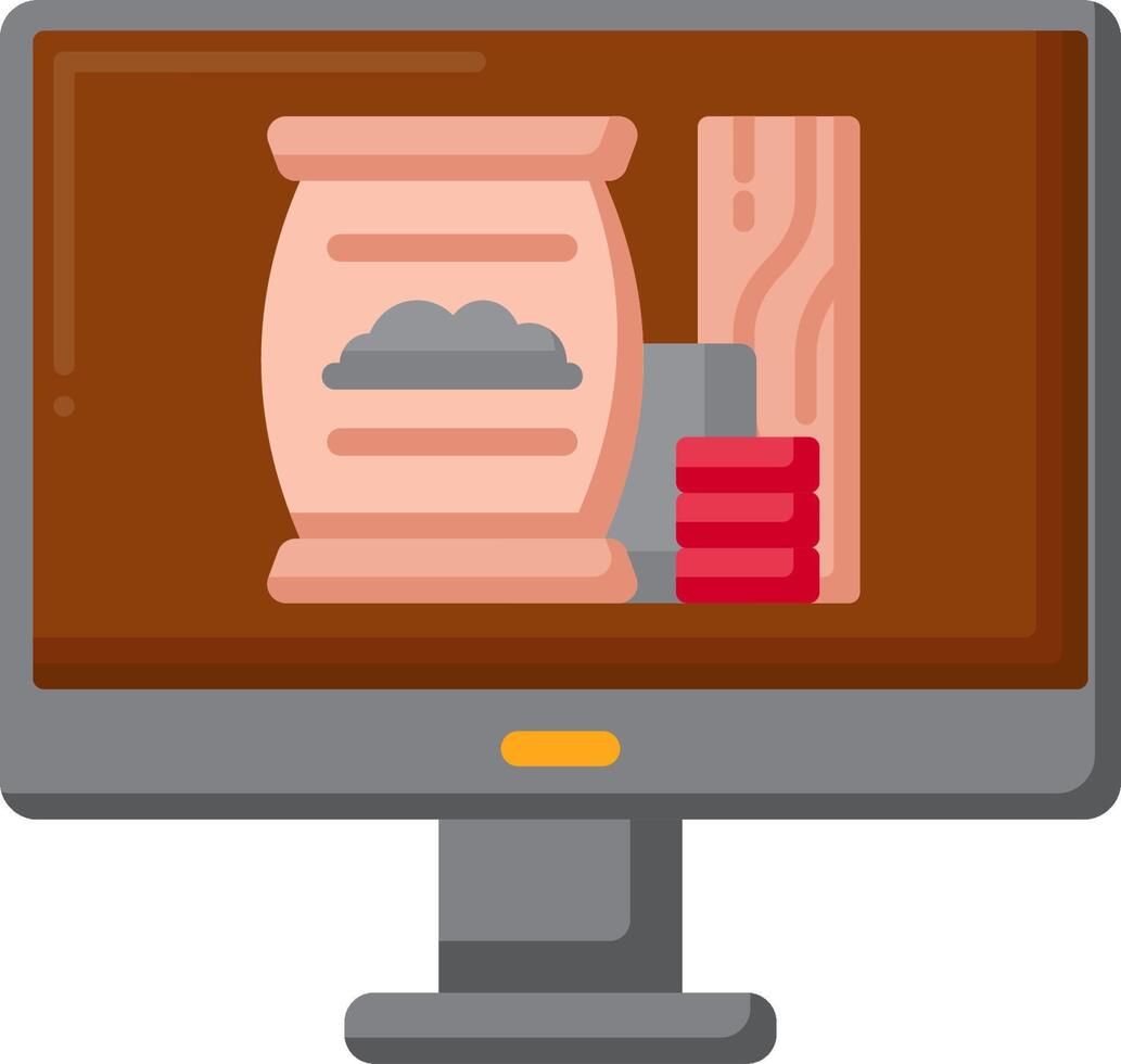 A computer monitor with a bag of rice and a box of rice vector