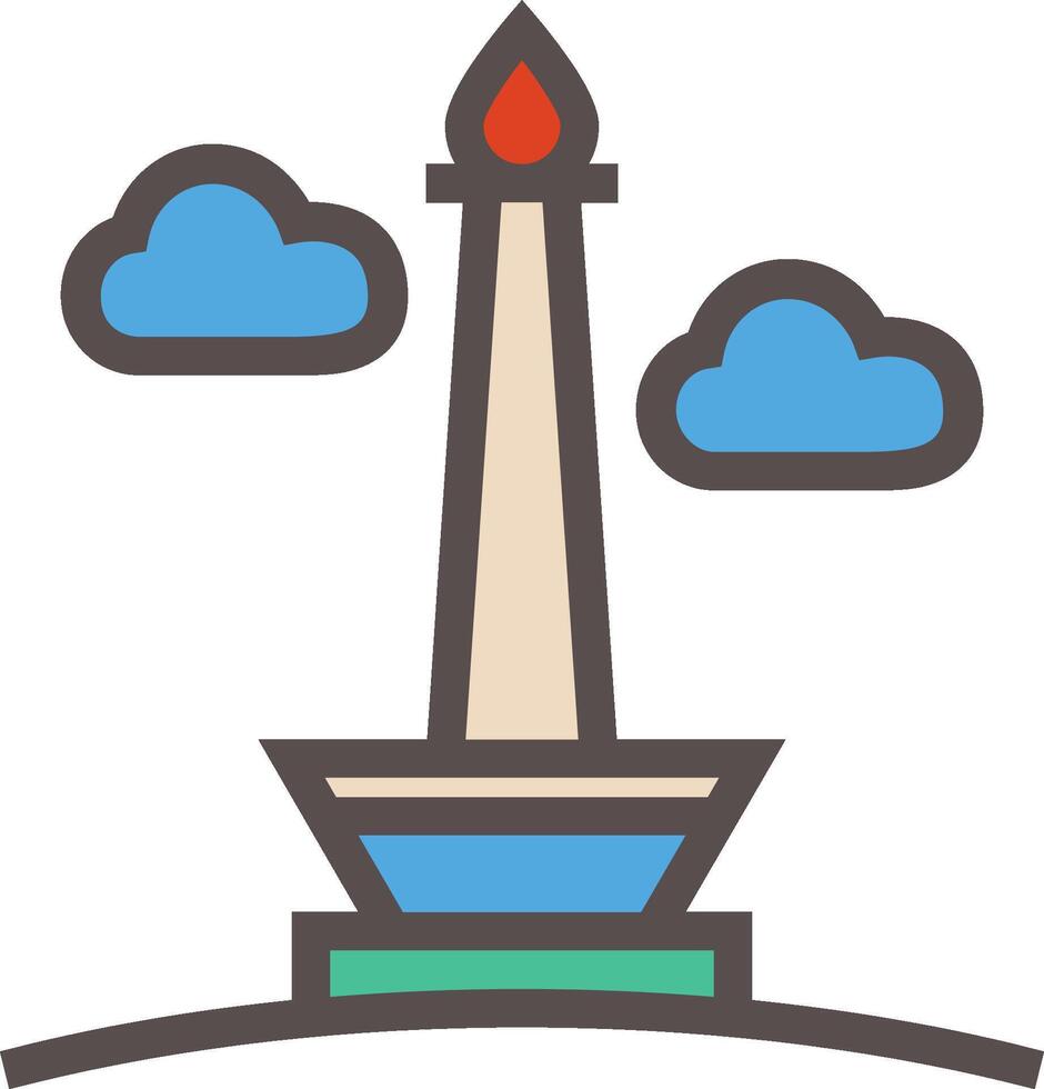 A blue and white tower with clouds in the background vector