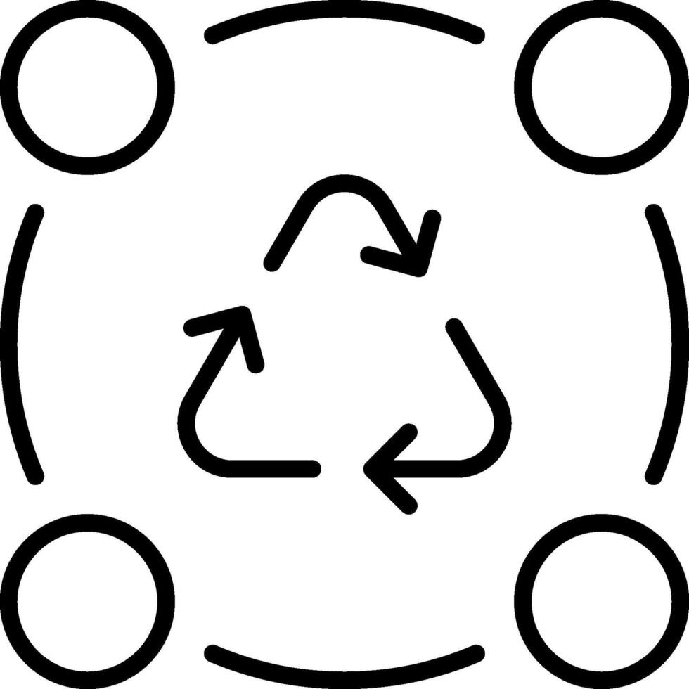 A circle with arrows pointing to the recycling symbol vector