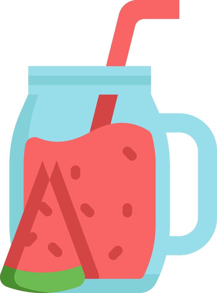 A glass jar with watermelon and a straw vector
