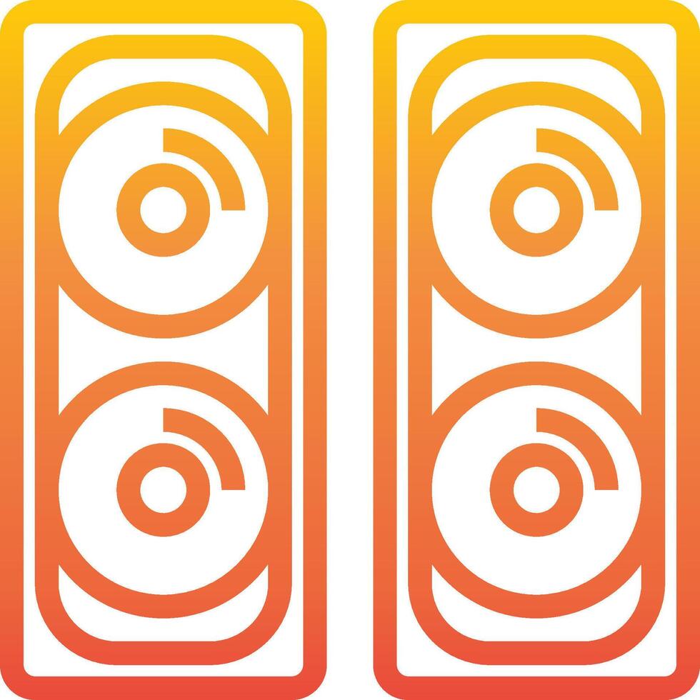 Two speakers with orange and yellow gradient background vector