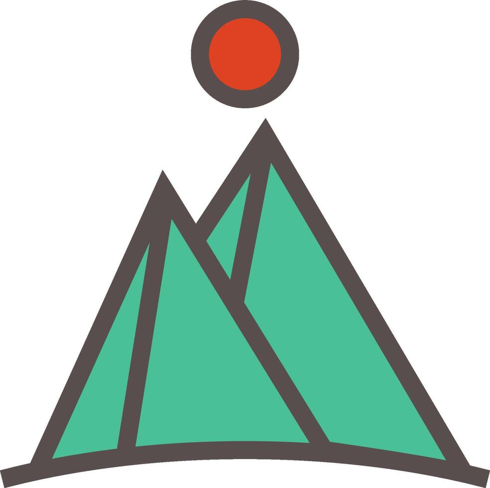 A mountain with a red sun above it vector