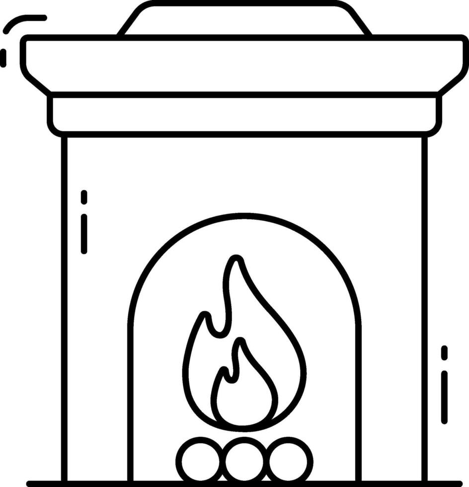A black and white drawing of a fireplace vector