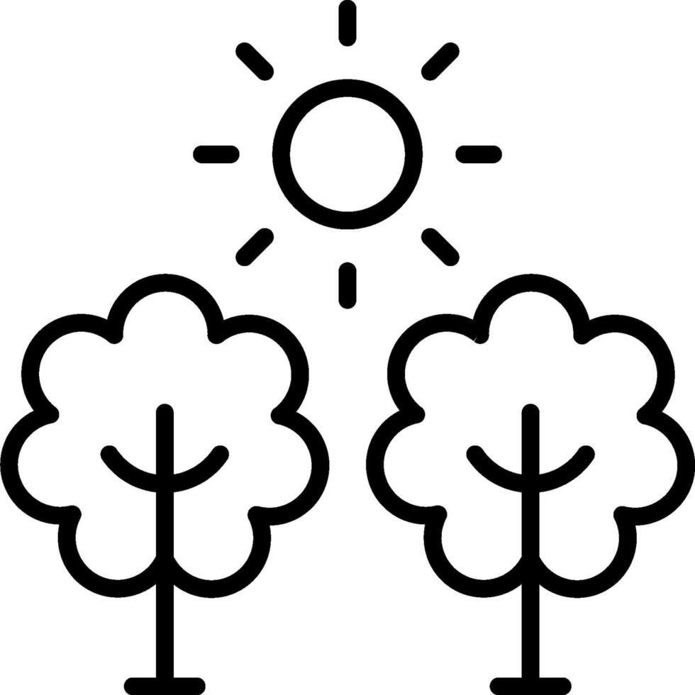 A black and white image of two trees with sun vector