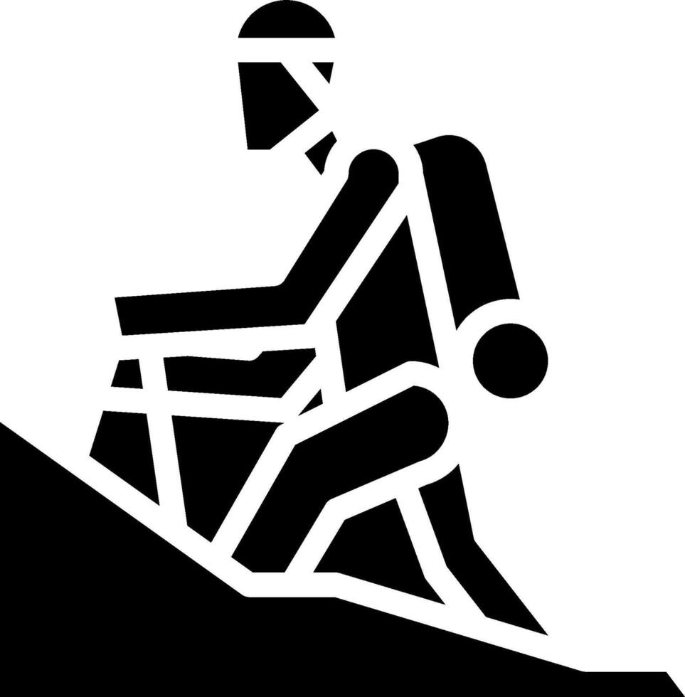 A black and white silhouette of a man on a mountain vector
