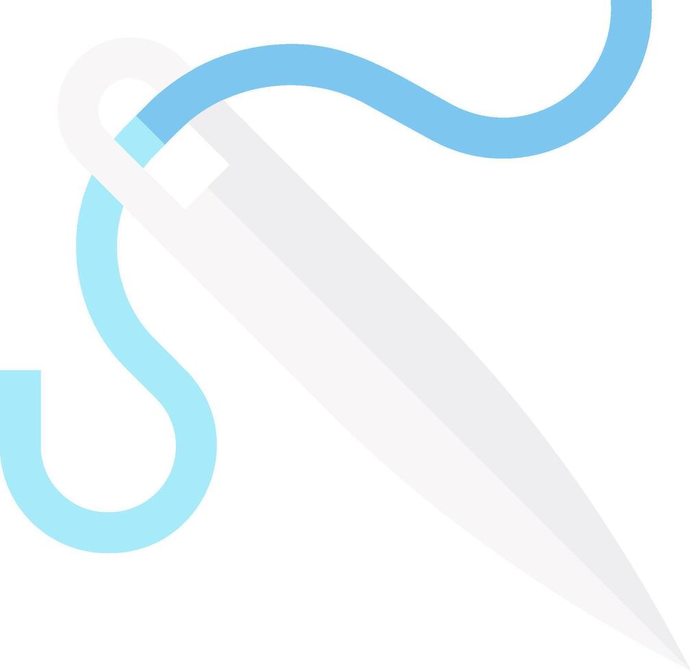 A blue and white needle with a blue thread vector