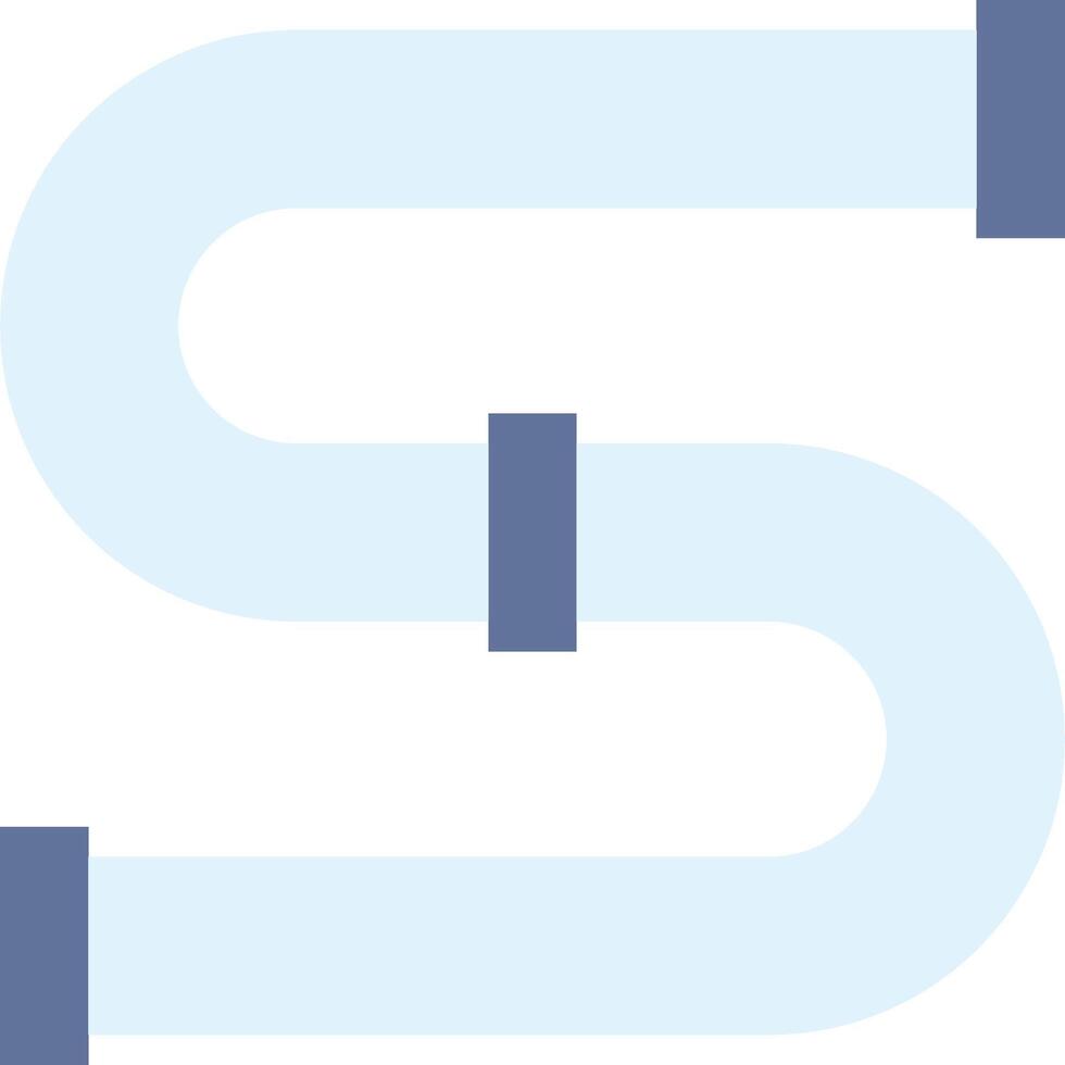 A blue and white logo with a small arrow vector