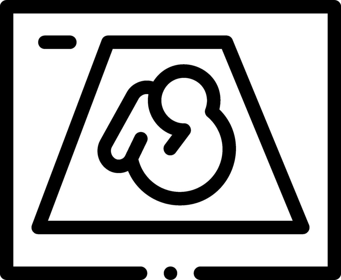 A black and white icon of a baby in a crib vector