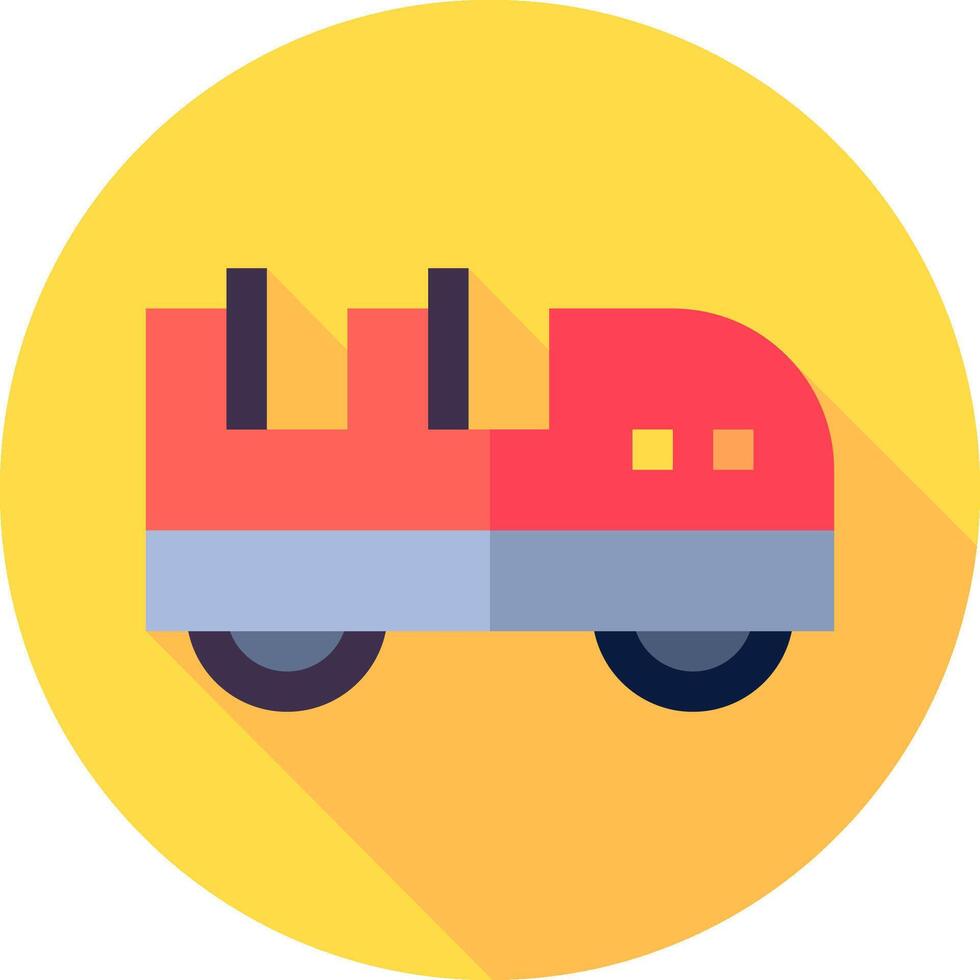 A flat icon of a train on a yellow background vector