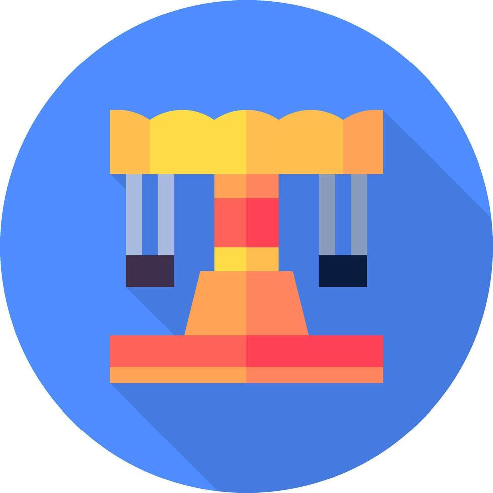 A flat icon of a swing on a blue background vector