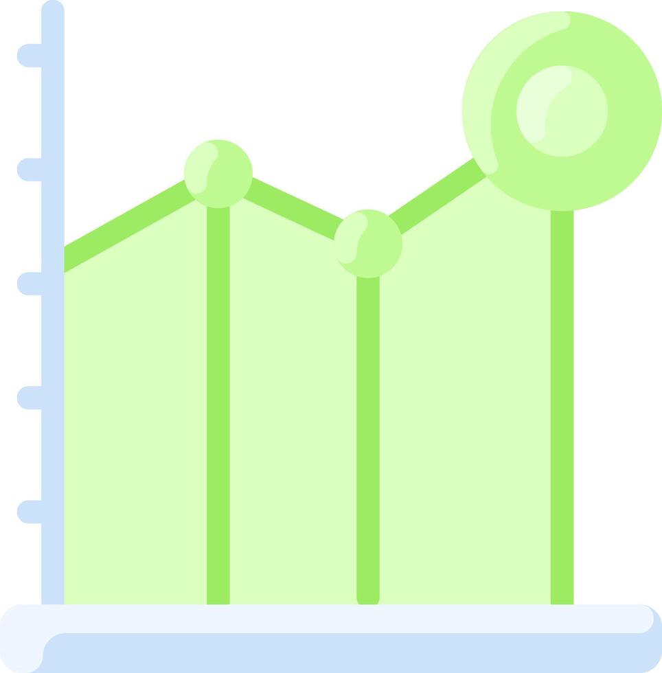 A graph chart with a green bar and a green circle vector