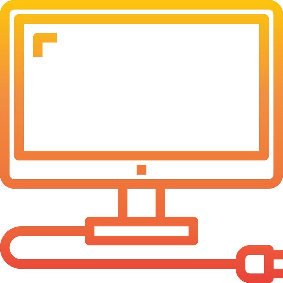 A computer monitor with a cable connected to it vector