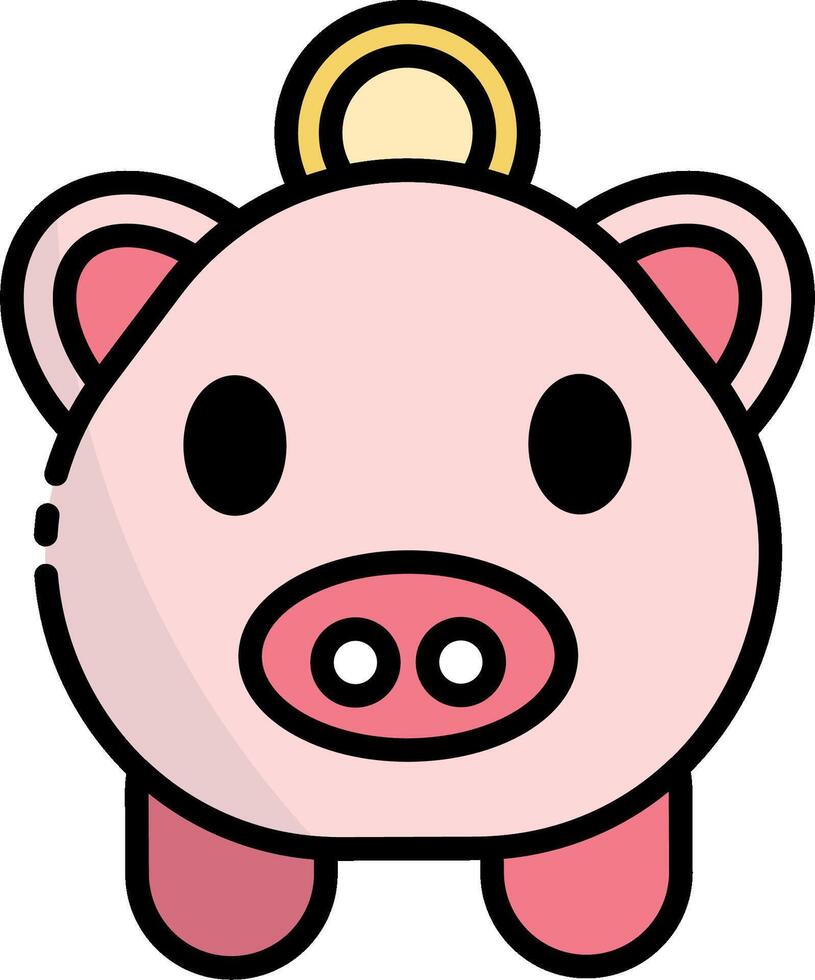 A cartoon pig with a gold coin on its head vector