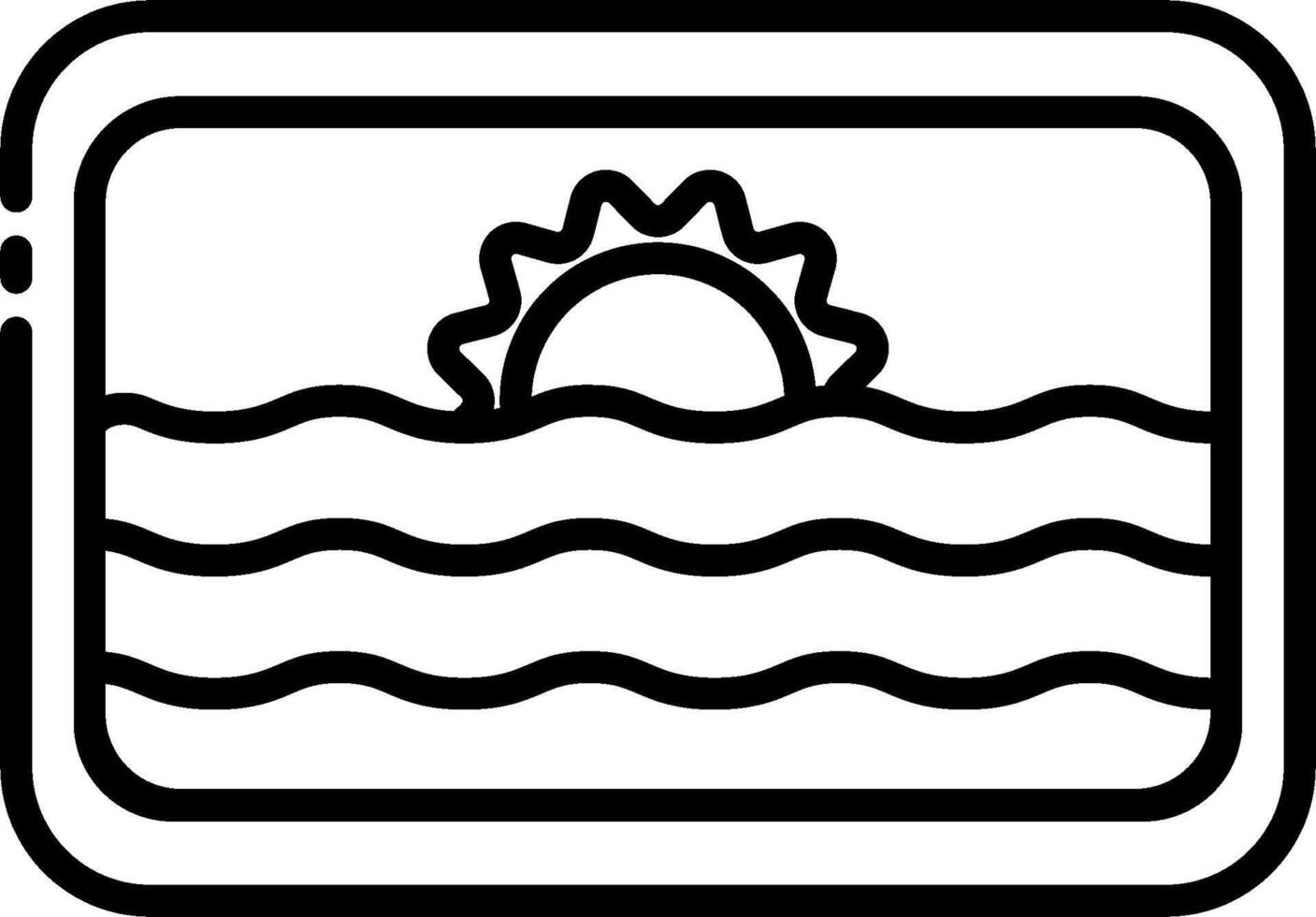 A black and white image of a wave and sun vector